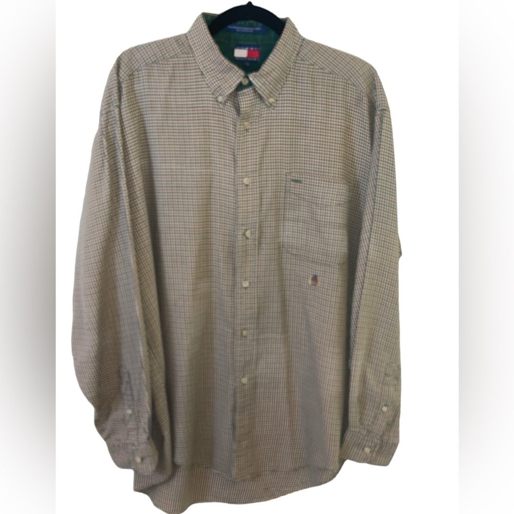 Tommy Hilfiger Gingham Print Button Down Long Sleeve Shirt Size Large - Picture 4 of 13